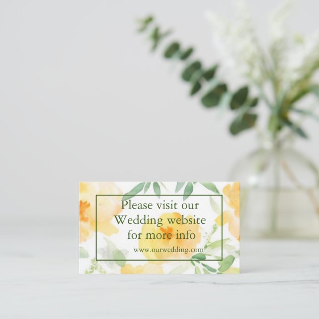 Carte D'accompagnement Elégant jaune pêche orange floral QR CODE (Debout devant)