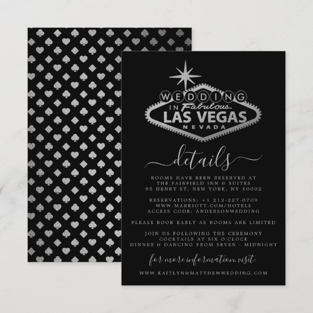 Carte D'accompagnement Elegant Las Vegas Destination Wedding Détail (Devant / Derrière)