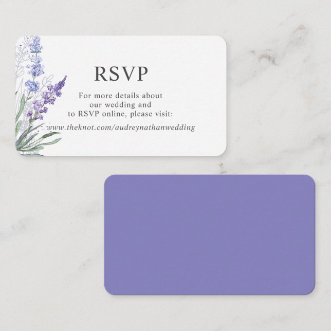 Carte D'accompagnement Elegant Lavender Aquarelle en ligne RSVP (Devant / Derrière)