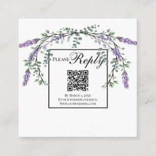 Carte D'accompagnement Élégant Lavender eucalyptus floral code QR