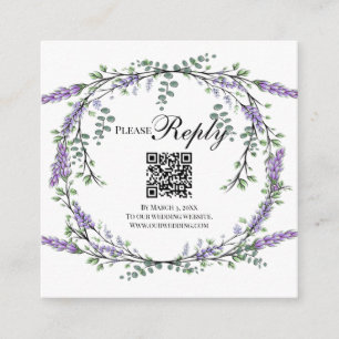 Carte D'accompagnement Élégant Lavender eucalyptus floral code QR