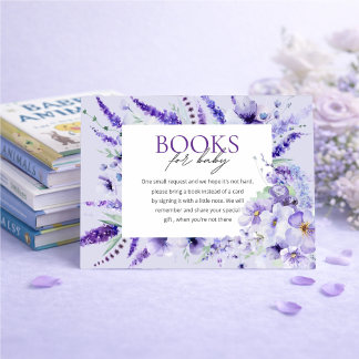 Carte D'accompagnement Elegant Lavender Floral Baby Shower Books for baby