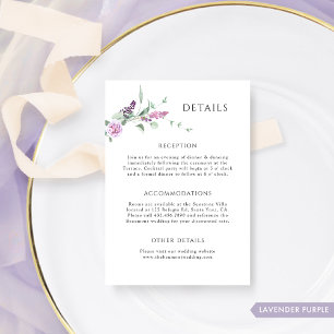 Carte D'accompagnement Élégant Lavender Pastel Floral Détails du Mariage