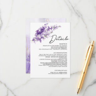 Carte D'accompagnement Elegant Lavender Purple Aquarelle Détails du Maria