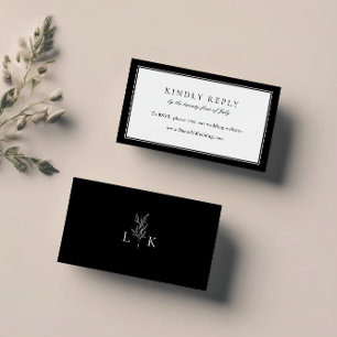 Carte D'accompagnement Elegant Leaf Monogram Mariage site Web RSVP
