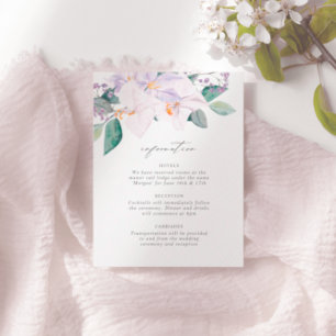 Carte D'accompagnement Elégant Lilac Aquarelle Informations Mariage