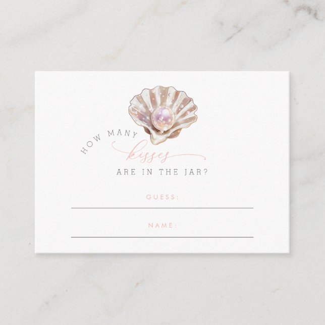 Carte D'accompagnement Elegant Little Pearl Combien de baisers Baby showe (Devant)