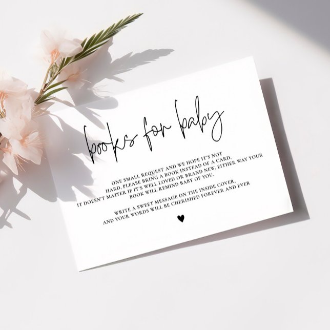 Carte D'accompagnement Elégant livre calligraphie pour bébé, Baby shower (Créateur téléchargé)