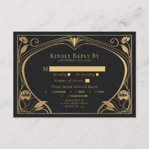 Carte D'accompagnement Élégant Lotus Art Nouveau Mariage