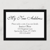 Élégant Ma nouvelle adresse Bordé noir sur blanc