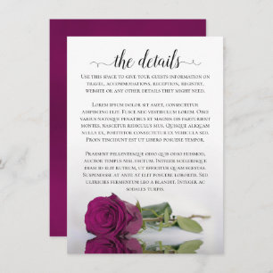 Carte D'accompagnement Elégant Magenta Reflet Rose Détails du Mariage