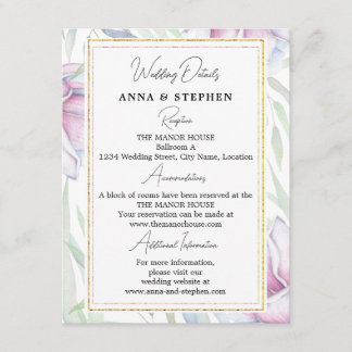Carte D'accompagnement Elegant Magnolia Floral Détails du Mariage