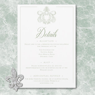 Carte D'accompagnement Élégant Mariage à Crête de Oiseau de Chinoiserie V
