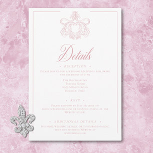 Carte D'accompagnement Élégant mariage à motif de chinoiserie rose avec o