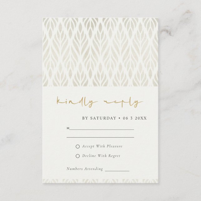 CARTE D'ACCOMPAGNEMENT ÉLÉGANT MARIAGE ART DÉCO BLANC ARGENT MODERNE RSVP (Devant)