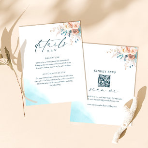 Carte D'accompagnement Elégant mariage bleu aquarelle RSVP