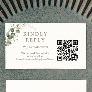 Carte D'accompagnement Elégant Mariage botanique QR Code RSVP