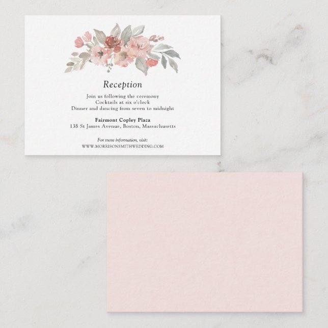 Carte D'accompagnement Élégant Mariage d'aquarelle rose pâle (Devant / Derrière)