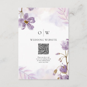 Carte D'accompagnement Élégant Mariage de code QR floral violet clair