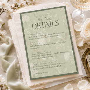 Carte D'accompagnement Élégant mariage de jardin floral vert pistache