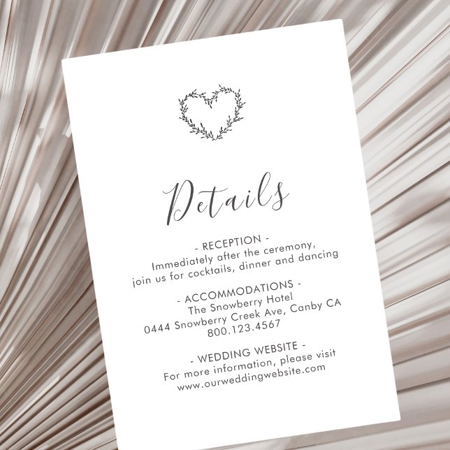 Carte D'accompagnement Élégant Mariage de script de coeur (Créateur téléchargé)