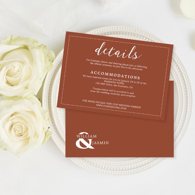 Carte D'accompagnement Élégant Mariage de script ordonné en terre cuite r (Créateur téléchargé)