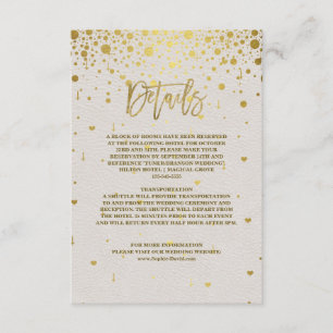 Carte D'accompagnement Élégant Mariage en cuir blanc en or Confetti