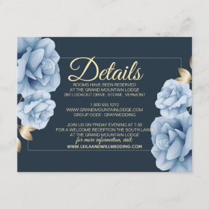 Carte D'accompagnement Élégant Mariage floral bleu nuit