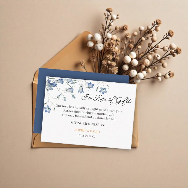 Carte D'accompagnement Élégant Mariage floral en remplacement de cadeaux (Créateur téléchargé)