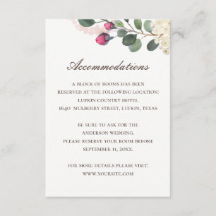 Carte D'accompagnement Élégant Mariage floral   Hébergement rose + QR
