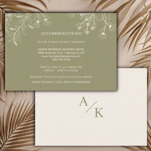 Carte D'accompagnement Elégant Mariage Floral Moss Green Détails