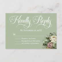 Elégant mariage floral vert et blanc RSVP
