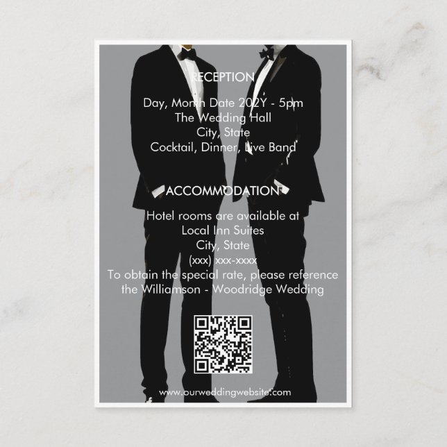 Carte D'accompagnement Elégant Mariage gay moderne (Dos)