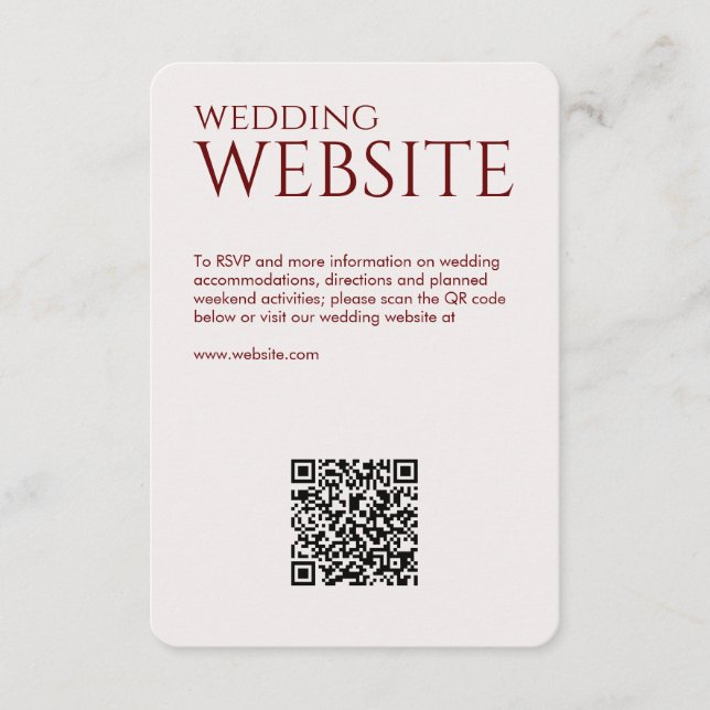 Carte D'accompagnement Élégant Mariage rouge Crimson moderne (Devant)