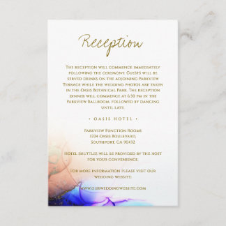 Carte D'accompagnement Elégant Mariage Sapphire Bleu Orange Or