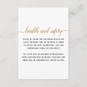 Carte D'accompagnement Élégant Mariage Sécurité Santé Or Script