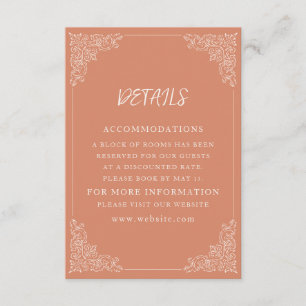 Carte D'accompagnement Élégant Mariage Vintage en terre cuite