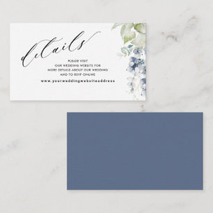 Carte D'accompagnement Elegant Marine Blue Floral Mariage Site Web /Détai
