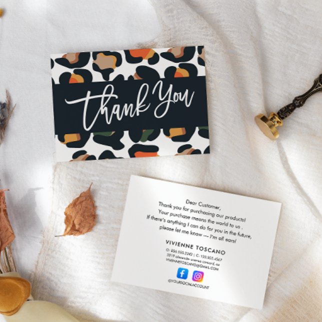 Carte D'accompagnement Elégant Merci Safari pour votre achat (Créateur téléchargé)