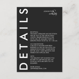 Carte D'accompagnement Élégant minimal Eerie noir moderne Mariage Enclosu