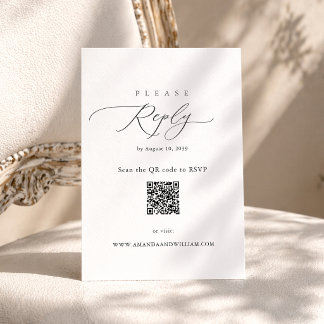 Carte D'accompagnement Elegant Minimal QR RSVP Card 
