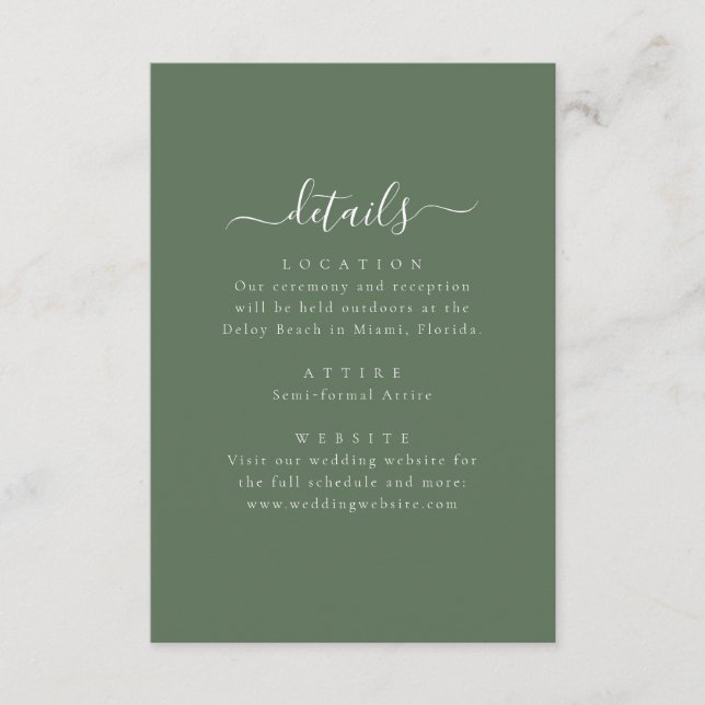 Carte D'accompagnement Elegant Minimal Wedding Details Enclosure Card (Devant)
