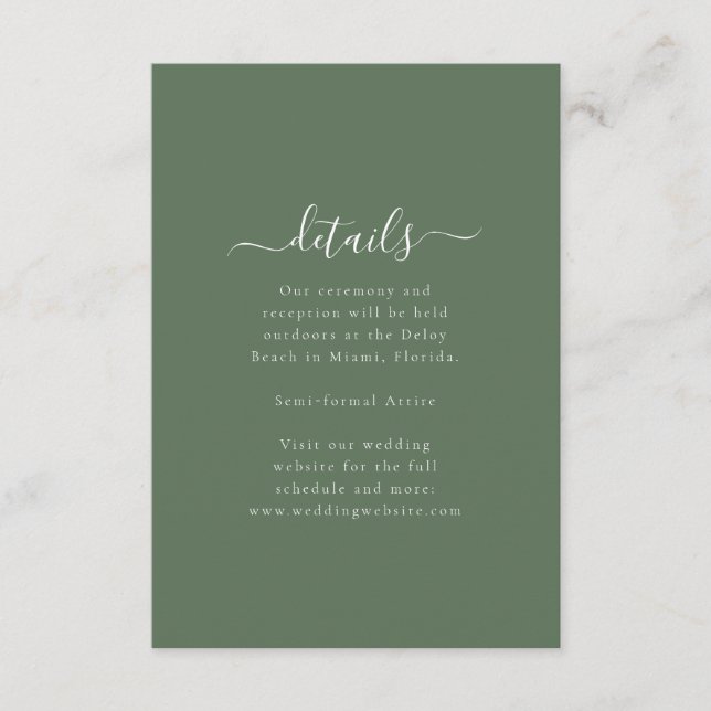 Carte D'accompagnement Elegant Minimal Wedding Details Enclosure Card (Devant)