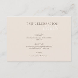 Carte D'accompagnement Elegant Minimalist Sand Warm Taupe Wedding