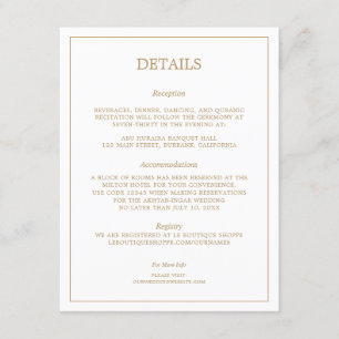 Carte D'accompagnement Elégant minimaliste bordure Gold Détails Mariage