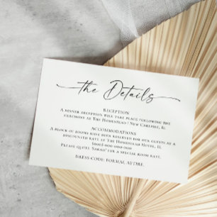 Carte D'accompagnement Élégant minimaliste calligraphie Détails du Mariag
