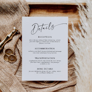Carte D'accompagnement Élégant minimaliste calligraphie Détails du Mariag