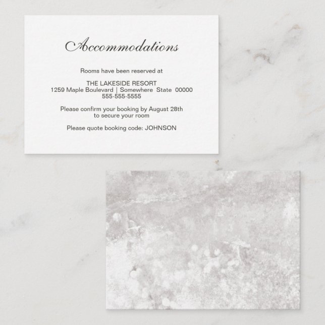 Carte D'accompagnement Elégant minimaliste Mariage en pierre Hébergements (Devant / Derrière)
