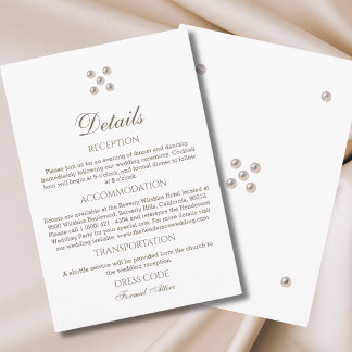 Carte D'accompagnement Elégant minimaliste Pearl Détails du Mariage