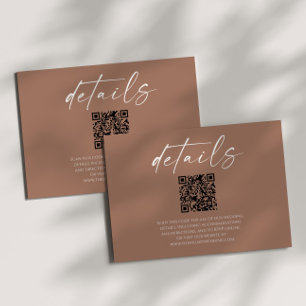 Carte D'accompagnement Elegant Mocha Mousse QR Code Détails du Mariage